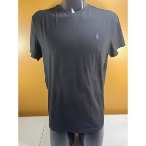 Polo Ralph Lauren Men T-Shirt Extra Large XL Black Vintage V Neck Single Stitch